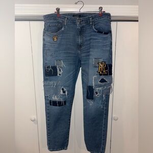 Lauren Ralph Lauren Rolled Cuff Patchwork Jean Relaxed Fit Size 14